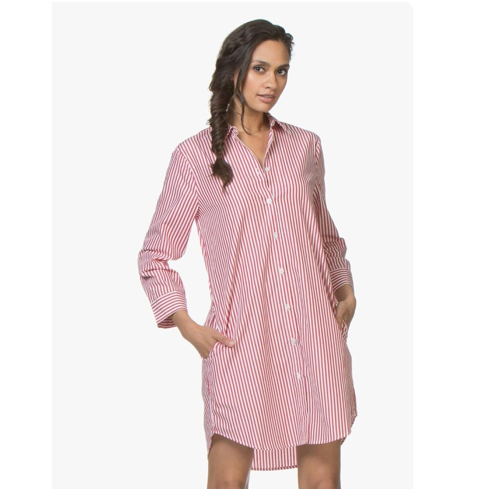 Josephine & Co. Amsterdam Red & White Striped Long Sleeve Shirt Dress EU 36 US 4